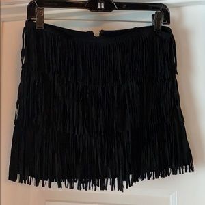 Theory suede fringe mini skirt